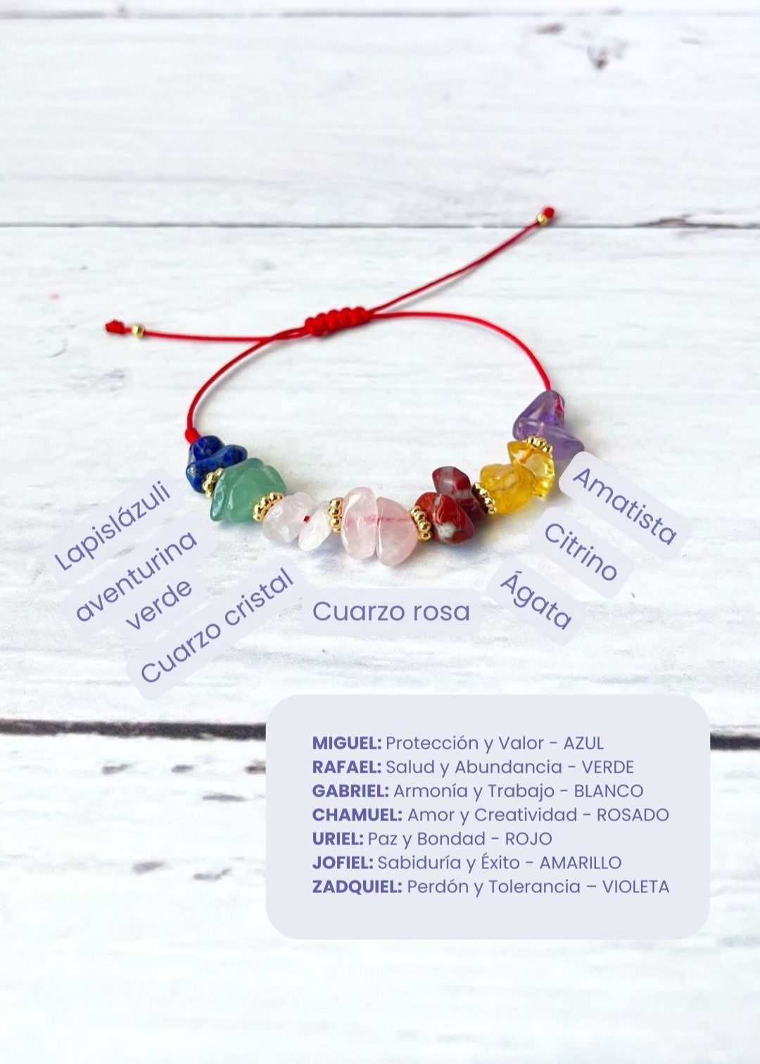 pulsera con piedras naturales de siete arcangles