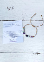 manilla amazonita, amatista, cuarzo rosa, fluorita