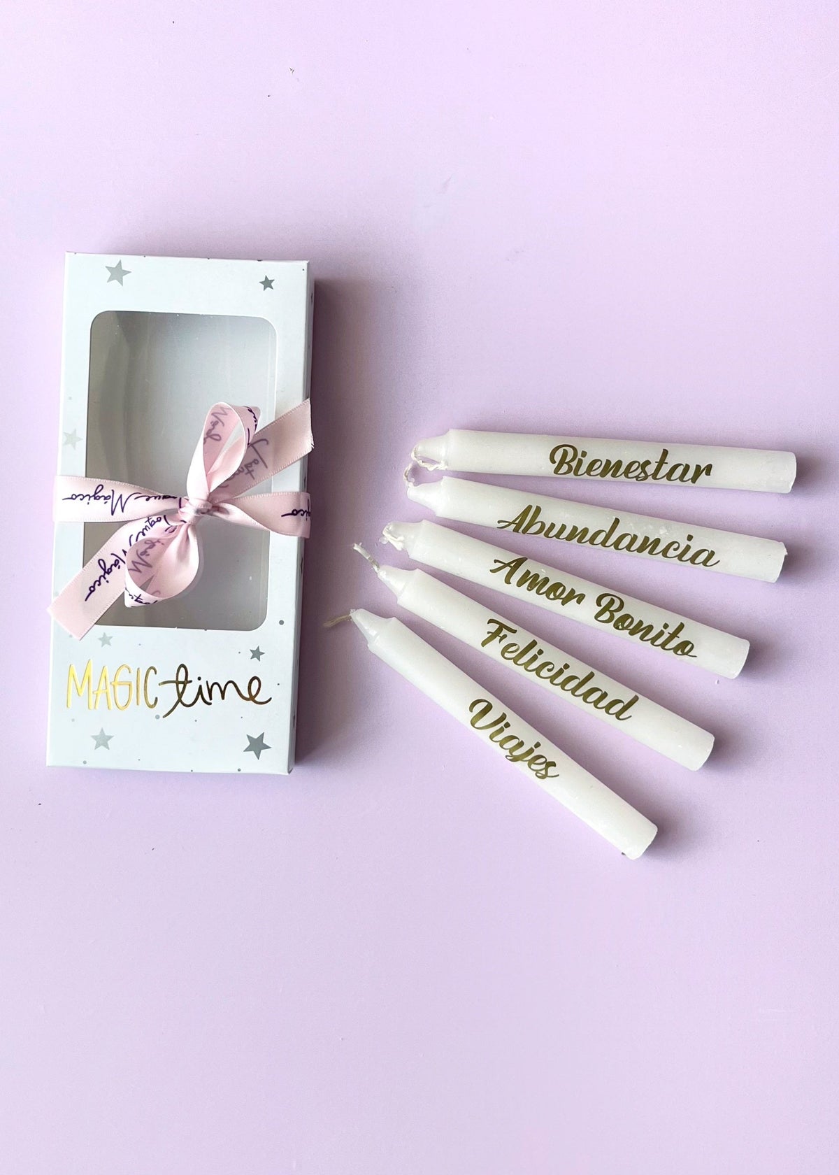 Caja x 5 Velas navideñas con deseos - blancas