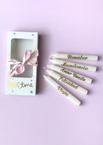 Caja x 5 Velas navideñas con deseos - blancas