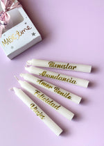 Caja x 5 Velas navideñas con deseos - blancas