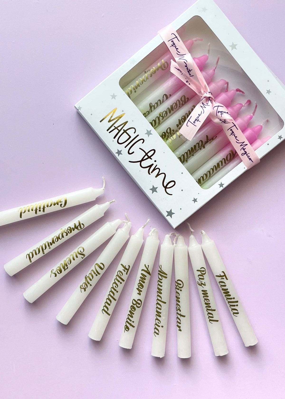 Caja x 10 velas navideñas con deseos - Blancas