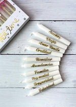 Caja x 10 velas navideñas con deseos - Blancas