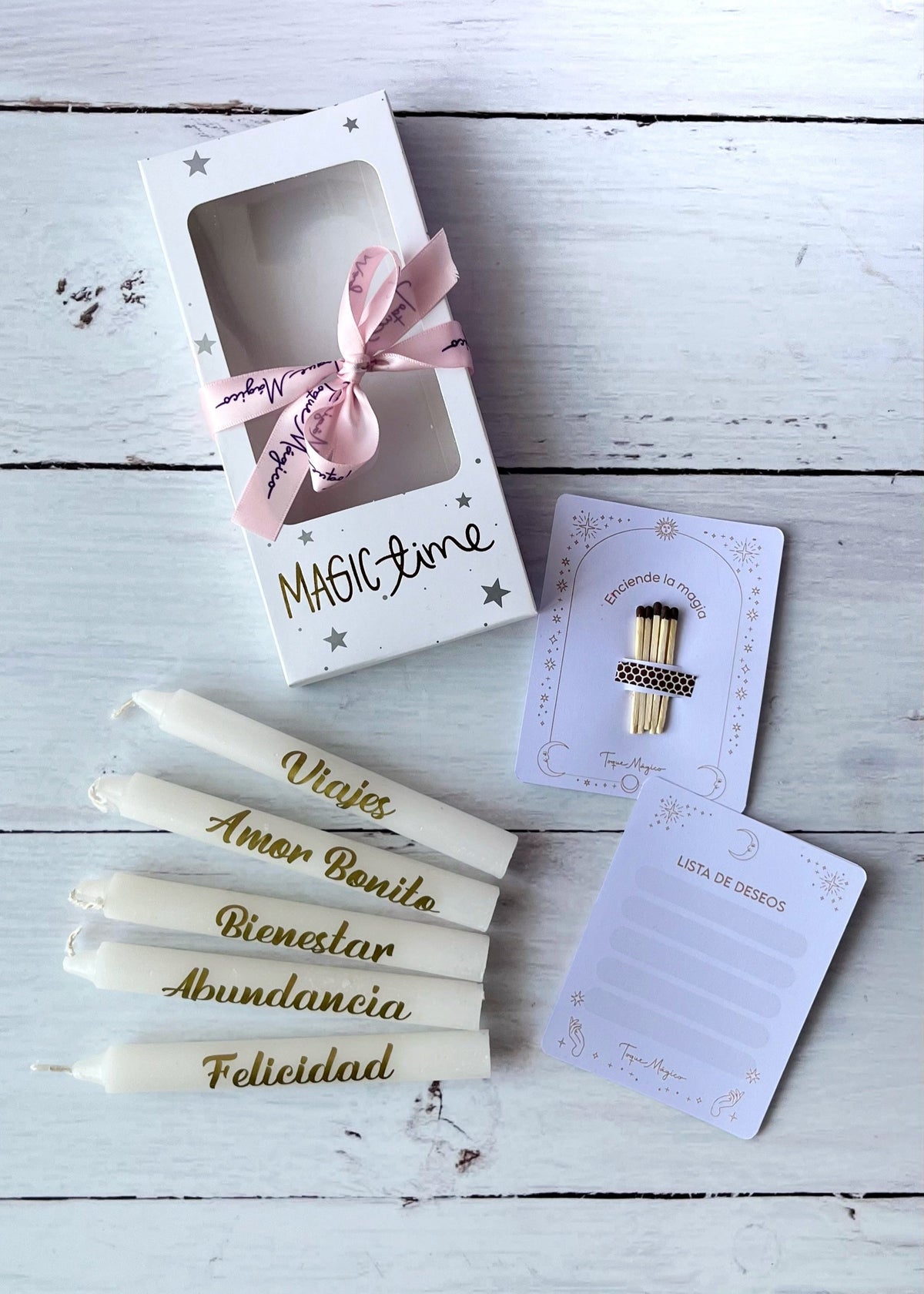 Caja x 5 Velas navideñas con deseos - blancas