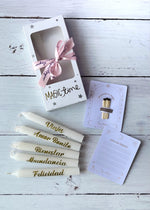 Caja x 5 Velas navideñas con deseos - blancas