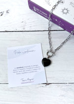 collar obsidiana corazón