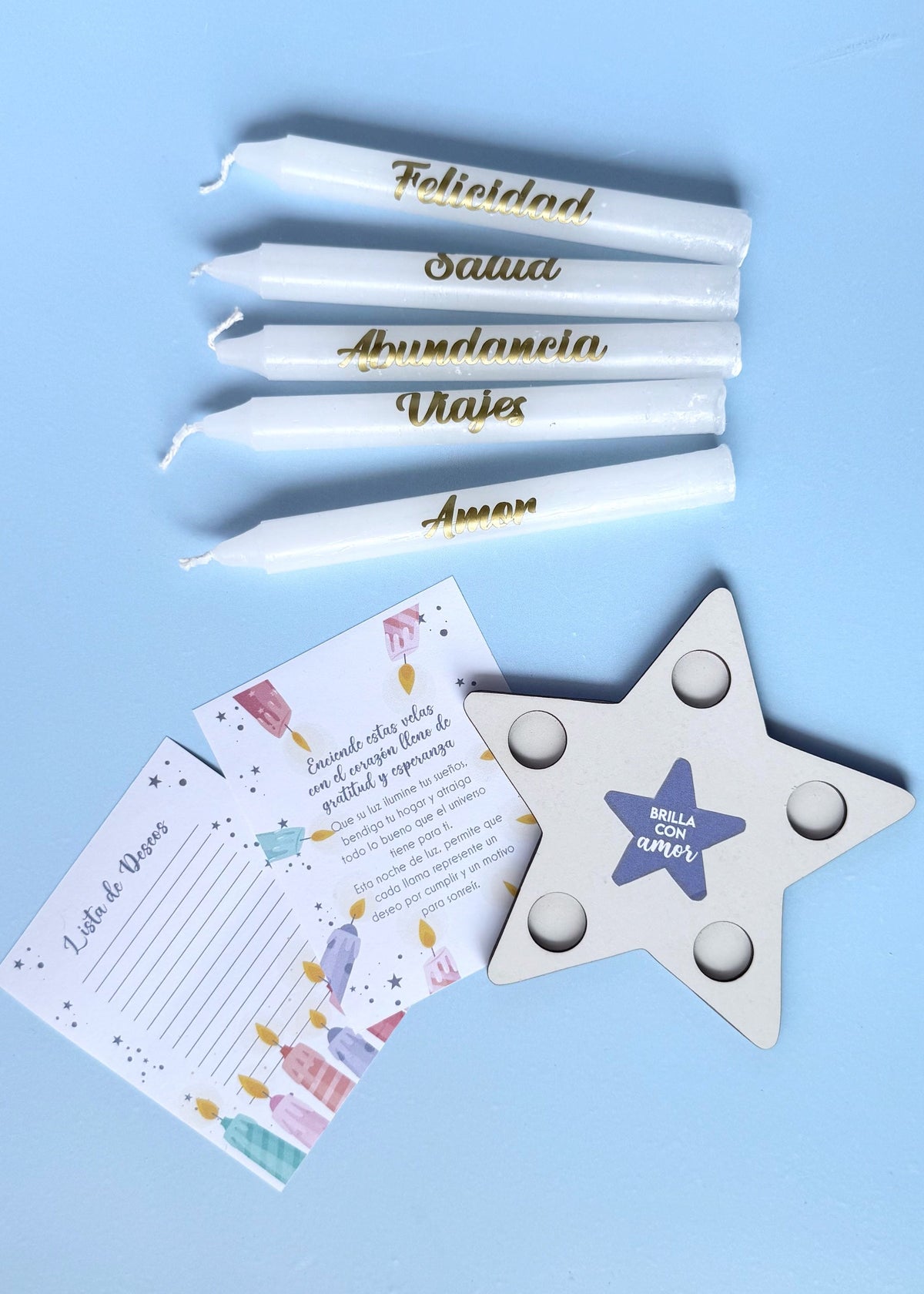 5 Velas navideñas personalizadas con base en forma de estrella