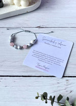 pulsera cuarzo rosa y howlite