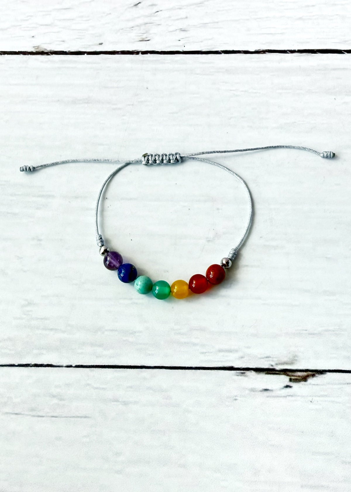 Pulsera 7 chakras - hilo gris