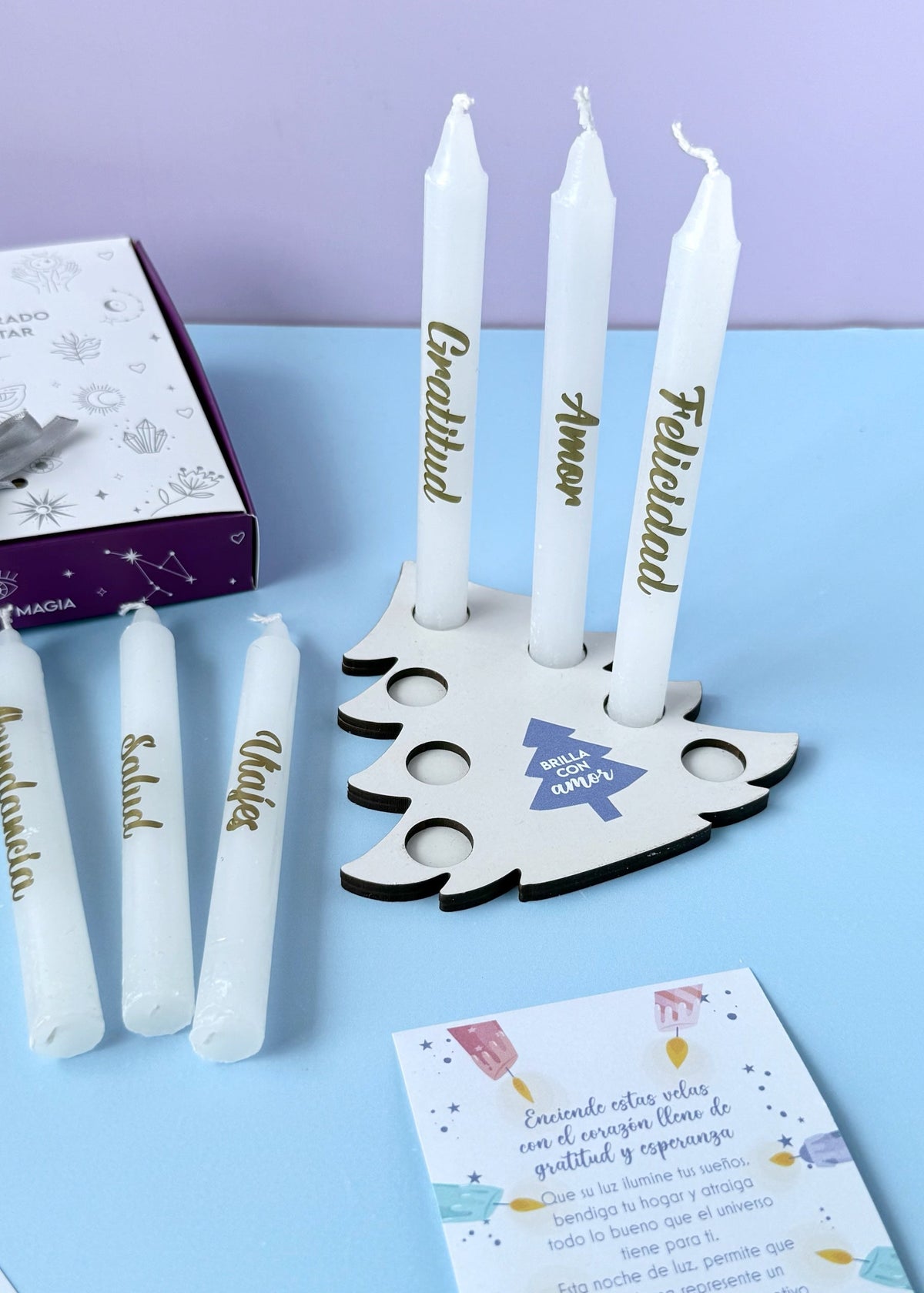7 Velas navideñas personalizadas con base en forma de arbolito